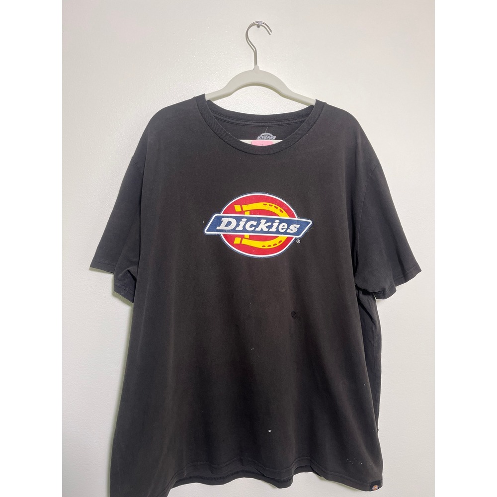 Dickies Mens Graphic T-Shirt Black Short Sleeve Horseshoe Logo Distressed Large